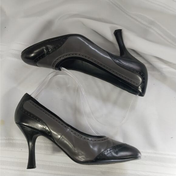 KAREN SCOTT! KENWOOD ALL GENUINE LEATHER BLACK, GRAY PERFORATED HEELS! SZ 7M - Picture 5 of 8